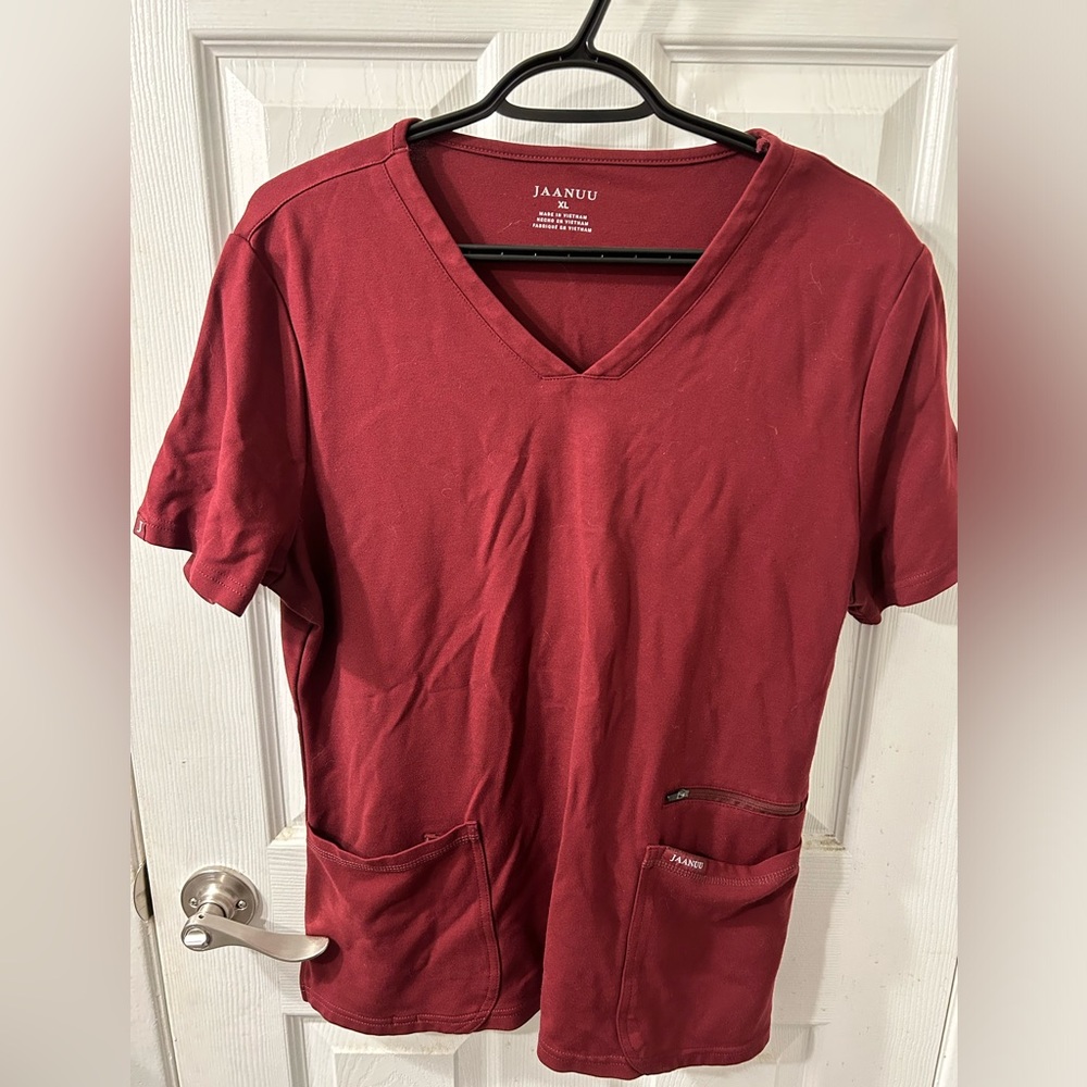 Jaanuu Burgundy Scrub Top Size XL